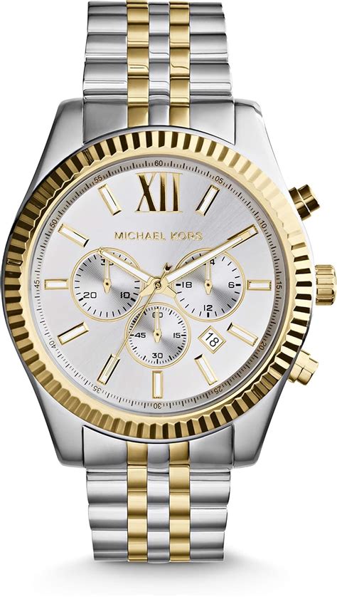 michael kors men's silver and gold watch|men's mk watch with diamonds.